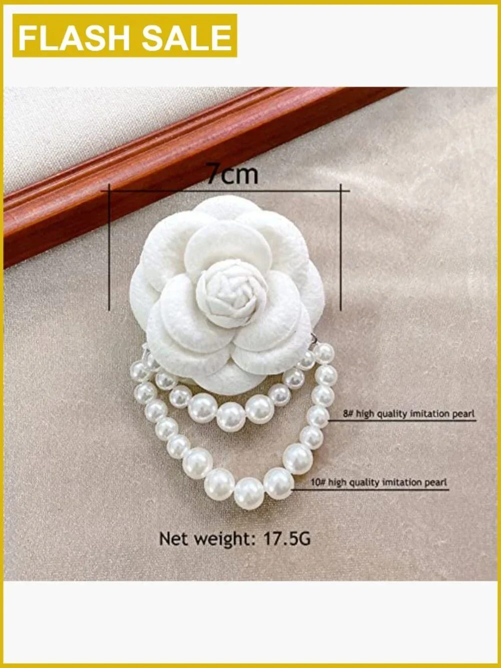 Camellia Flower Brooch with Pearl Tassel Elegant Lapel Pin for Jackets Scarves
